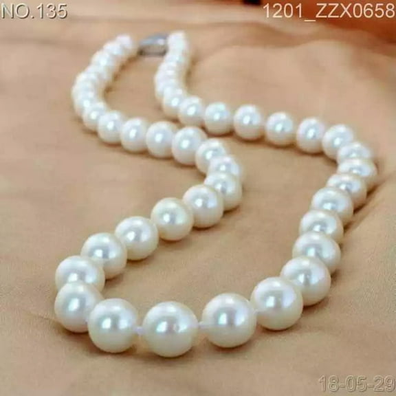 K-KED 100% Genuine nature 9-10MM white freshwater Pearl Necklace silver Clasp