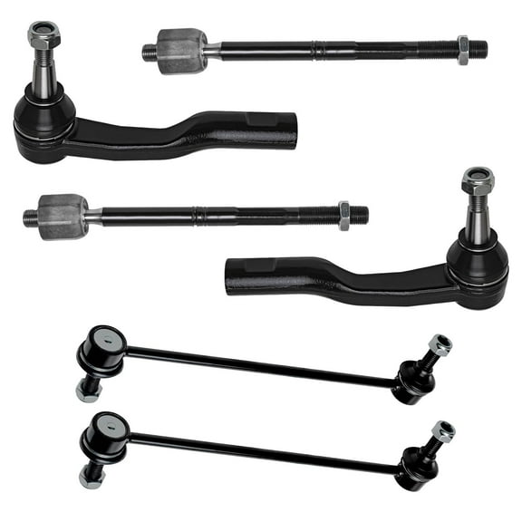 Detroit Axle - Front 6pc Suspension Kit for 13-15 Chevy Malibu, 4 Tie Rod Ends 2 Sway Bar Links 2013 2014 2015 Replacement