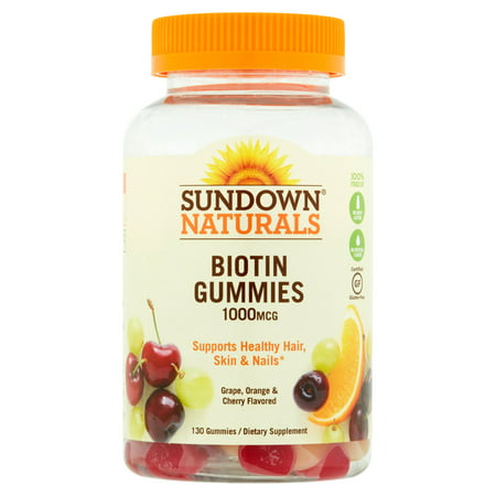 Sundown Naturals Biotin Gummies supplément diététique, 1000mcg, 130 count