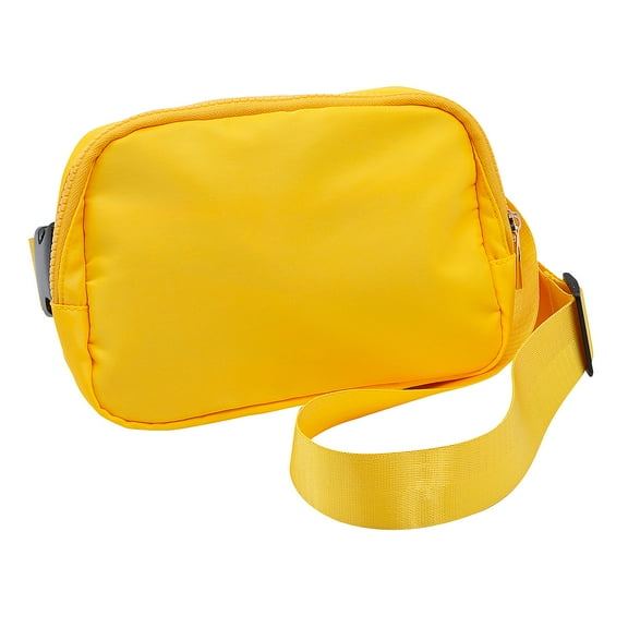 Fun Express 8 1/4" x 5 1/2" Yellow Polyester Crossbody Belt Bags – 6 Pieces