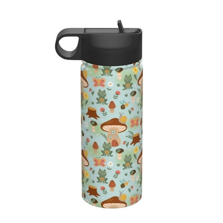 

Matuu Mushroom House Insect Frog for 18oz Durable Thermal Cups Keep Drinks Cold & Hot Insulated Coffee Mug with Lid (With Straw)