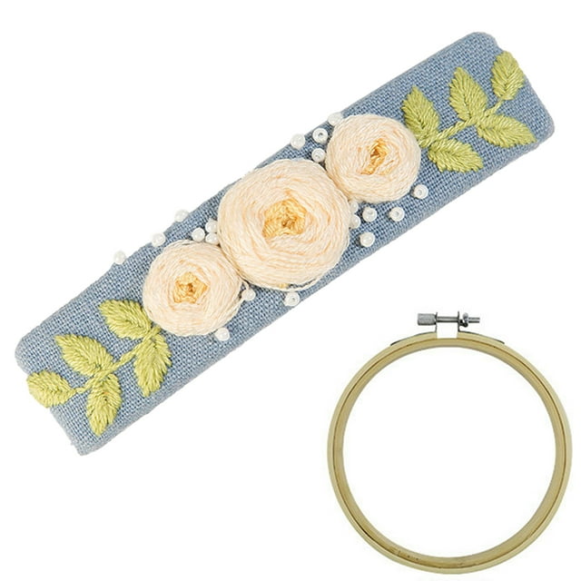 Coofit Embroidery Kit Creative Fish Floral Needlework Kit DIY Hair Clip with Hoop
