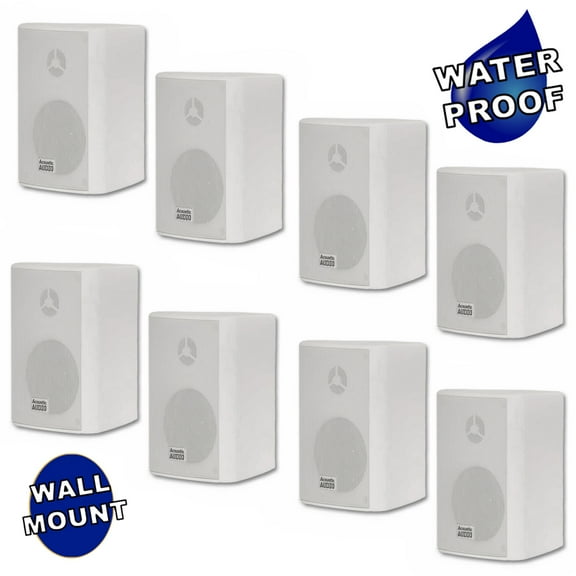 Acoustic Audio AA351W Indoor Outdoor 2 Way Speakers 2000 Watt White 4 Pair Pack AA351W-4Pr
