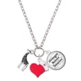 thumbnail image 1 of Delight Jewelry Silvertone Antiqued Giraffe - Red Heart Nurse Strong Zoe Necklace, 1 of 4