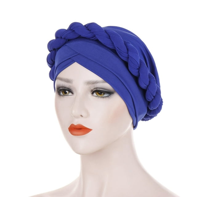 Turban Mode Couleur Unie Tressé pour Femmes Musulmanes Bonnet Chimio Couvre-Chef