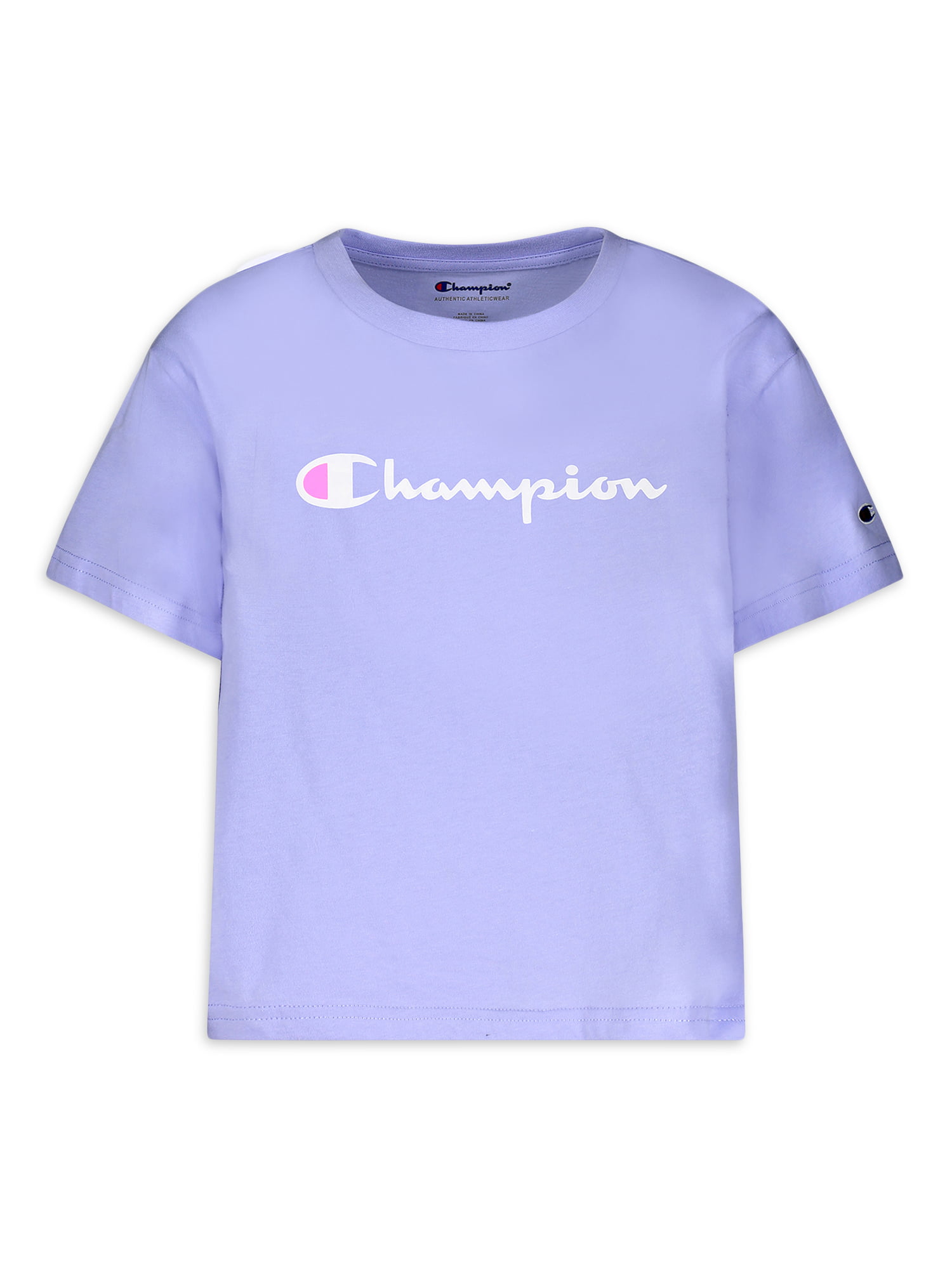 Champion Girls Classic Logo Graphic Active Boxy Graphic T-Shirt, Sizes ...