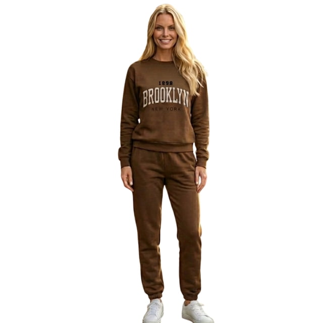 Set Mujer Sudadera Estampada y Pants Casual Cálido