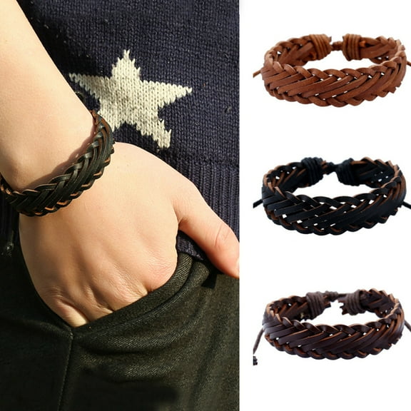 Ayyufe Men Bracelets Leather Rope Bracelet Men Women Bangle Birthday Party