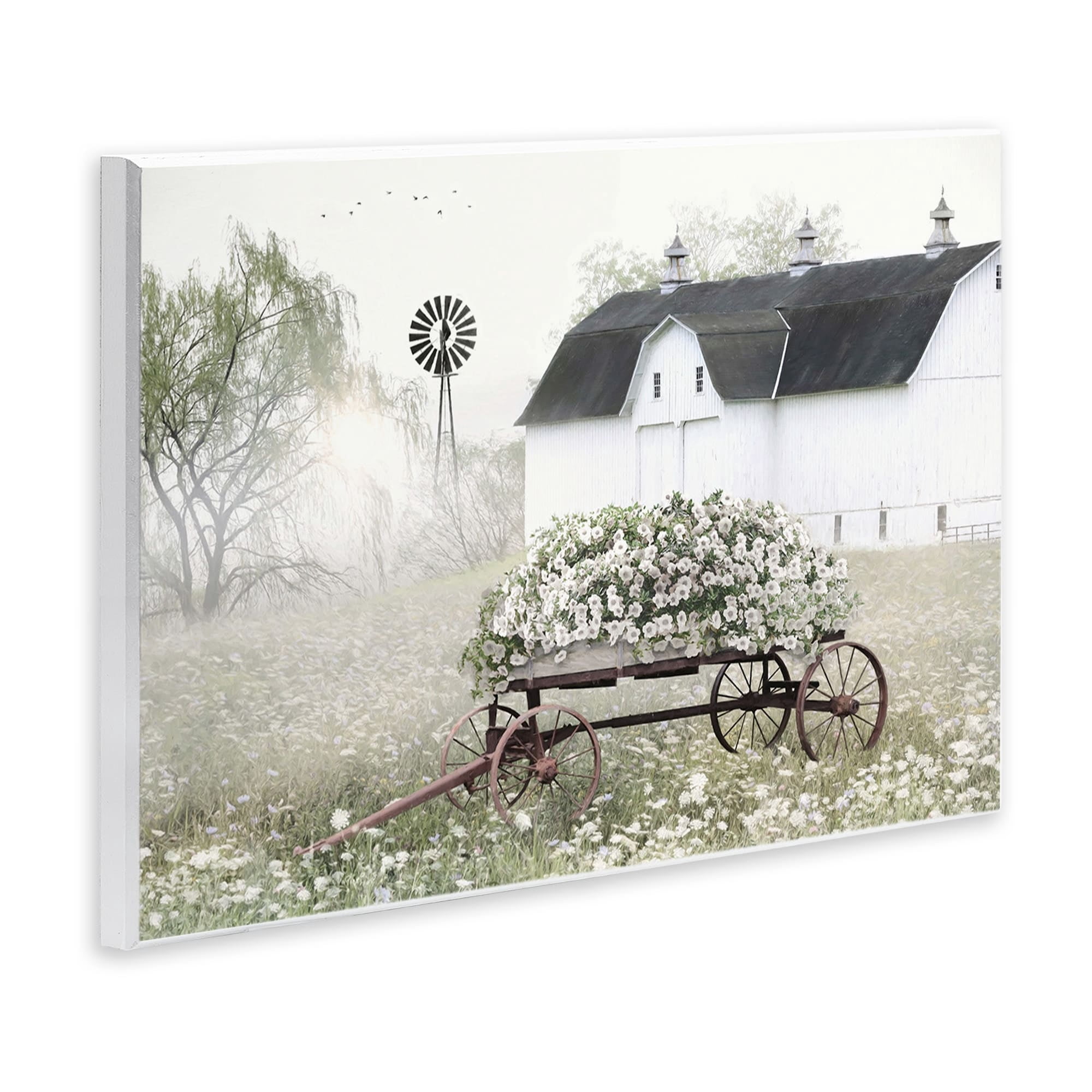 Stupell Industries Endearing Vintage Flower Wagon Rural Country Barn Graphic Art Unframed Art Print Wall Art, Design by Lori Deiter