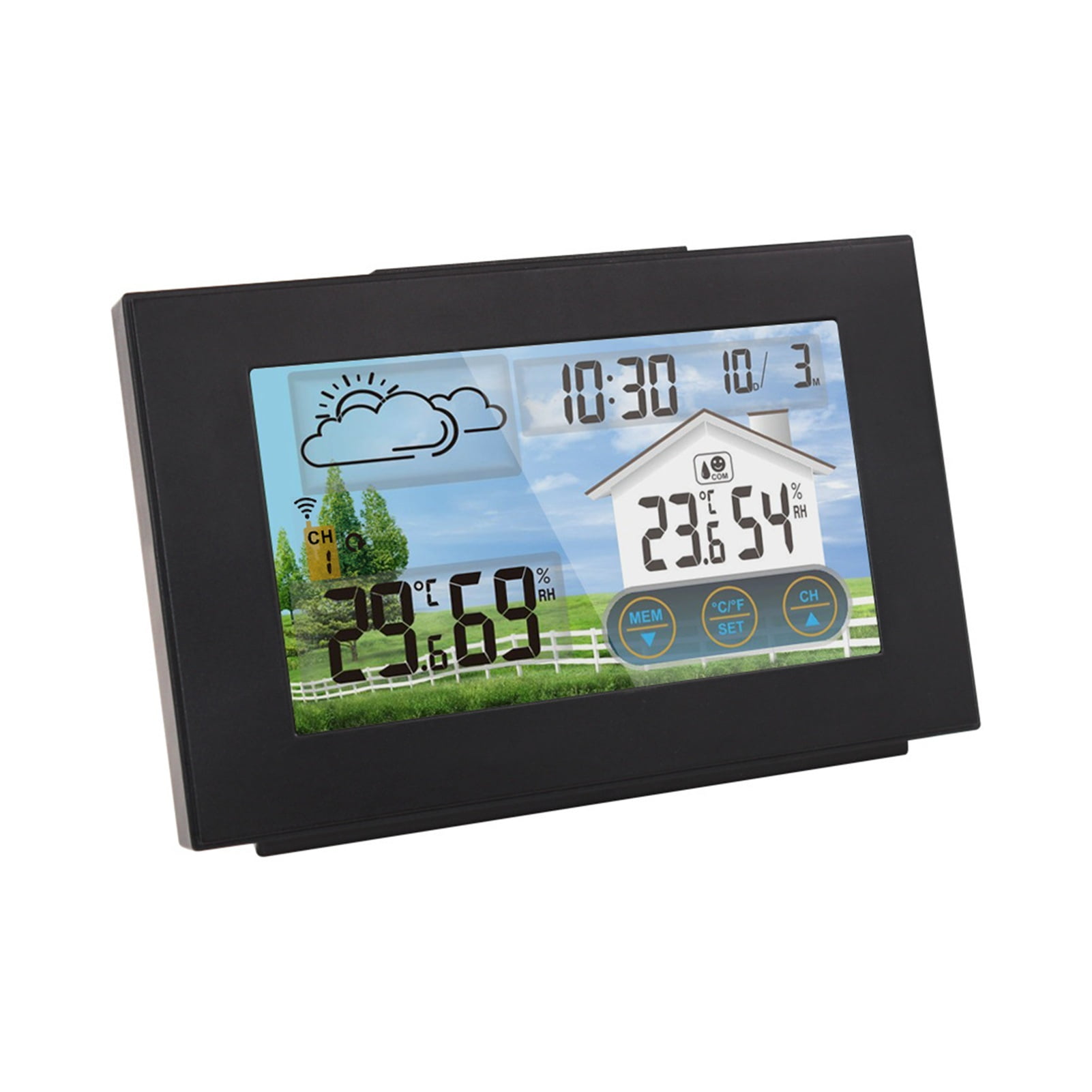 Wireless Color Display Digital Temperature Humidity Monitor Weather Clock Weather Station Indoor Outdoor ,Enhanced Signal Transmission