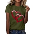 thumbnail image 2 of Dress Shirts For Women,Women's Casual Round Neck Overlapping Red Heart Printed Short Sleeved T Shirt Top,Womens Oversized Tee Shirts(Color:Green,Size:2XL), 2 of 5