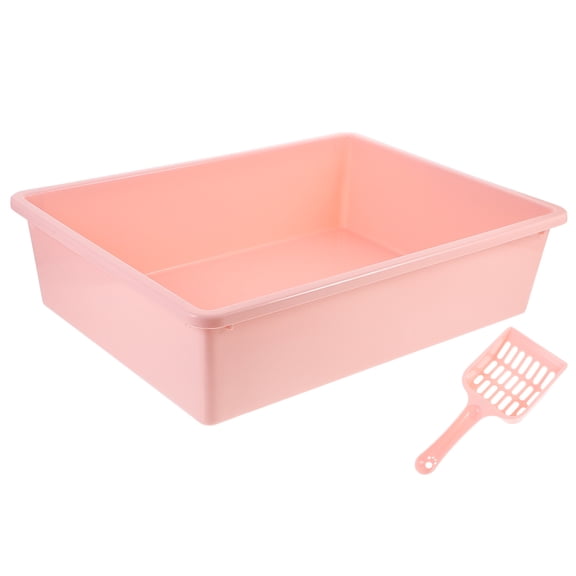 Raindrops Easy Clean Pink PP Cat Litter Box Set for Comfortable Pet Use