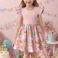 thumbnail image 3 of Robe de Pâques pour Filles, Robe d'Été pour Tout-Petits à Manches Courtes, Robe Décontractée Imprimée pour Enfants à Col Rond pour le Printemps, Tenue de Fête pour Enfants pour un Usage Quotidien, Séance Photo, 3 of 6