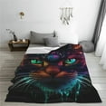 thumbnail image 5 of Honeii Futuristic Cat Warrior Print Fleece Blanket - Throw Blanket for Bed, Sofa, Couch, Camping, and Travel , Microplush Ultra Soft Warm Blanket-60"x50", 5 of 7