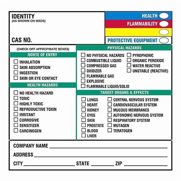Brady Hazmat/Reactivity Secondary Label, Multicolor, Pk100 60330