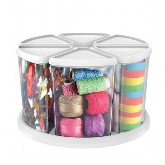 9 Canister Carousel Organizer, Plastic - White & Clear