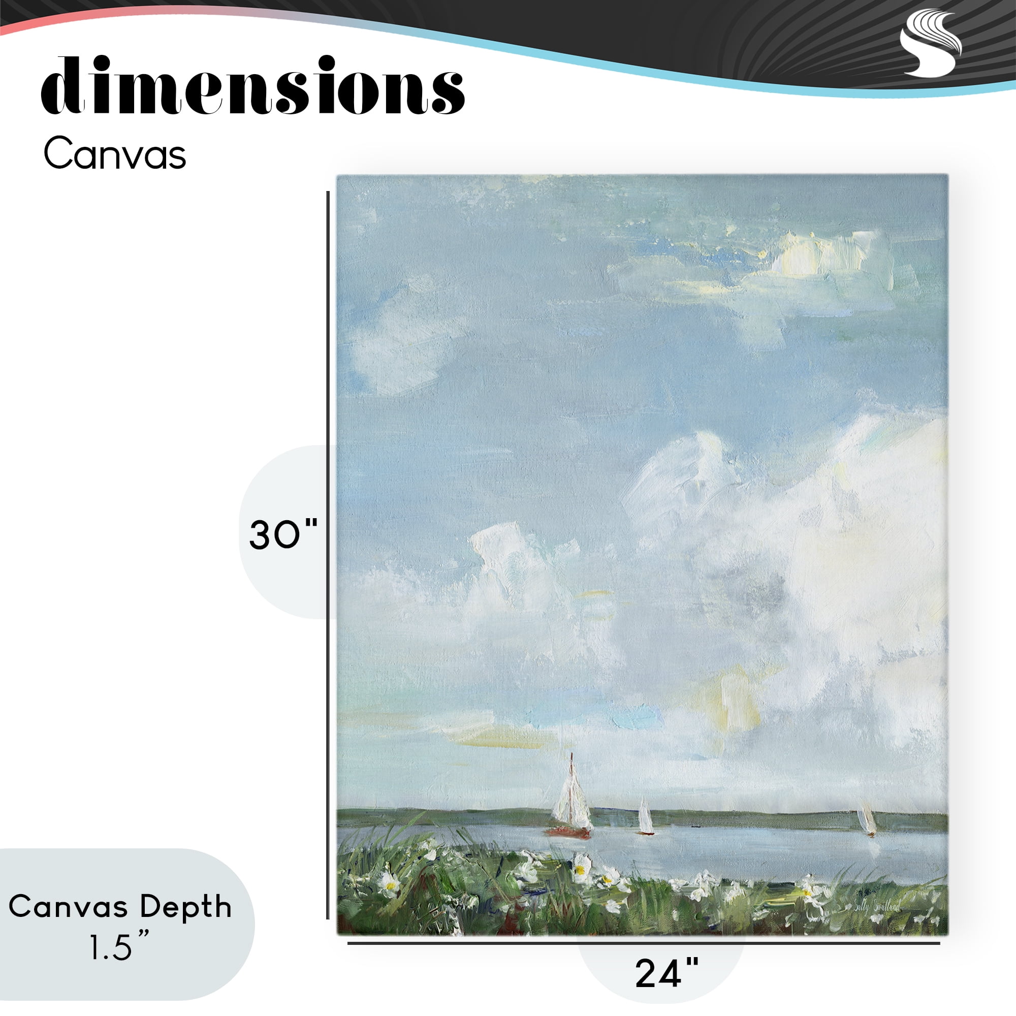 Stupell Industries Seaside Sailing Under Clouds Canvas Wall Art, design by Sally Swatland