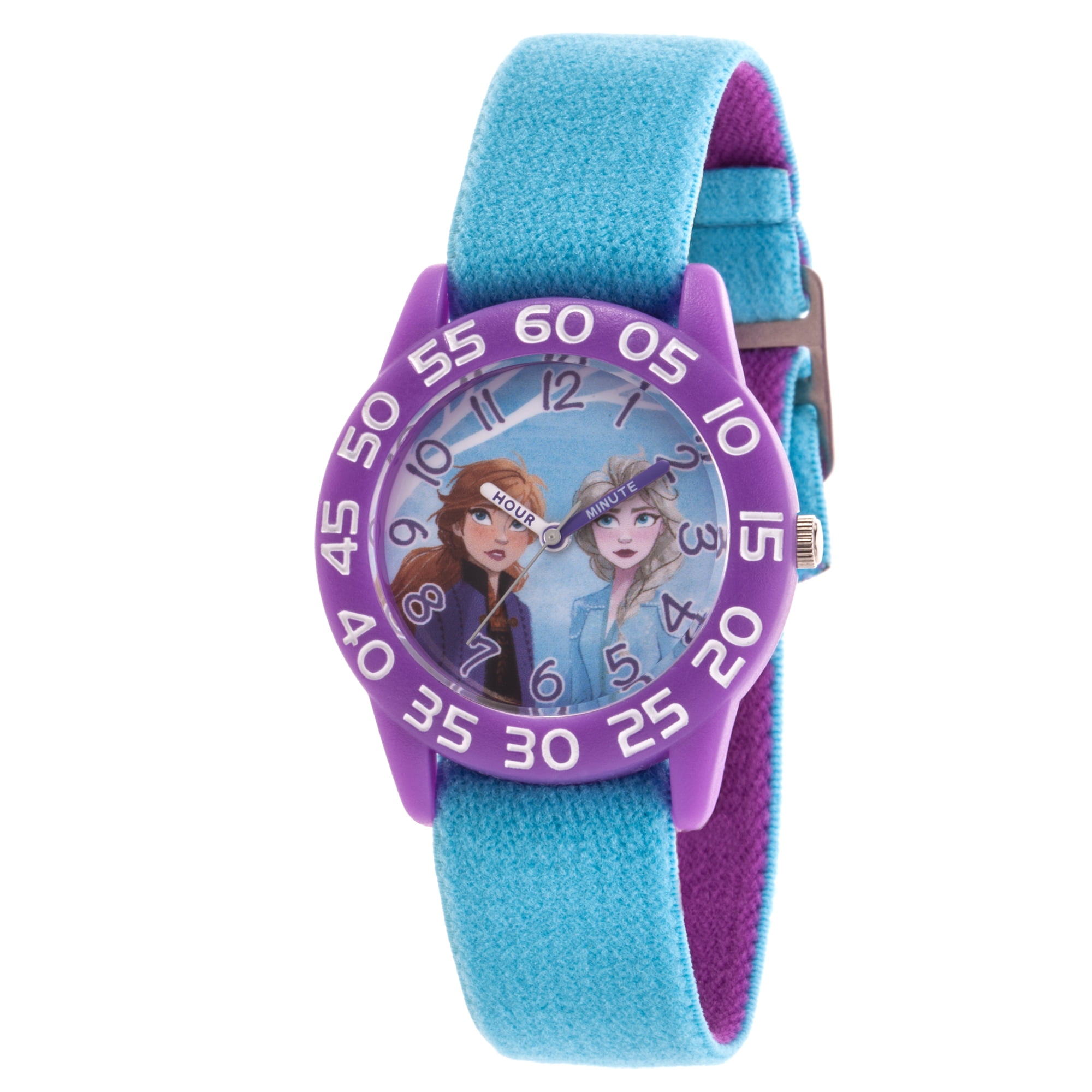 Disney Frozen 2 Elsa and Anna Girls' Purple Plastic Watch, 1-Pack