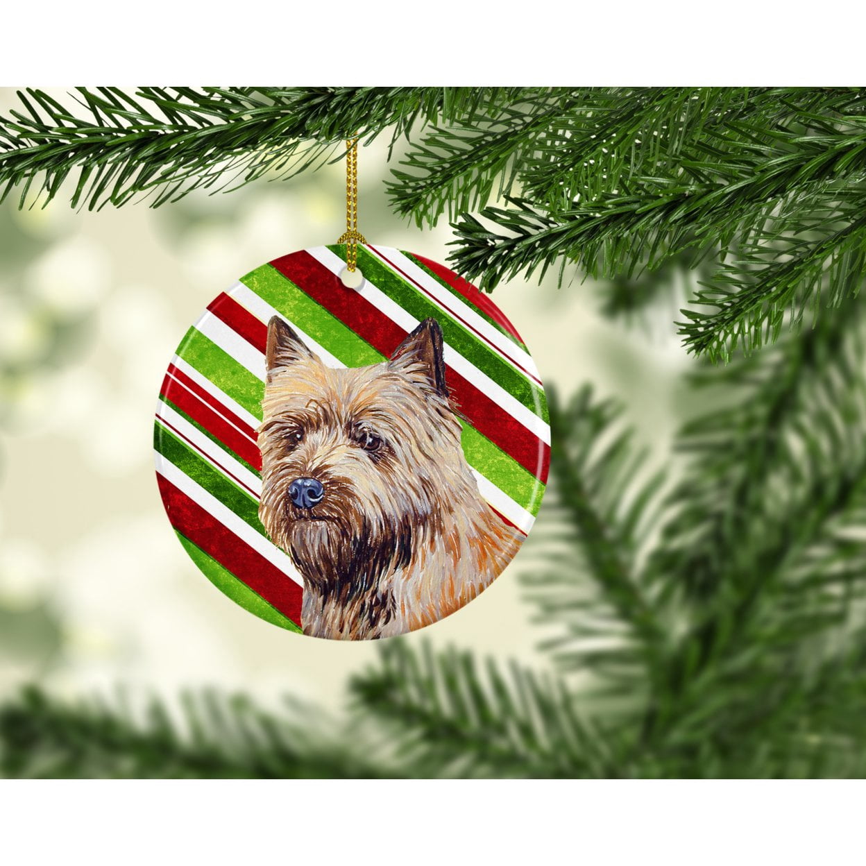 Cairn Terrier Candy Cane Holiday Christmas Ceramic Ornament LH9230