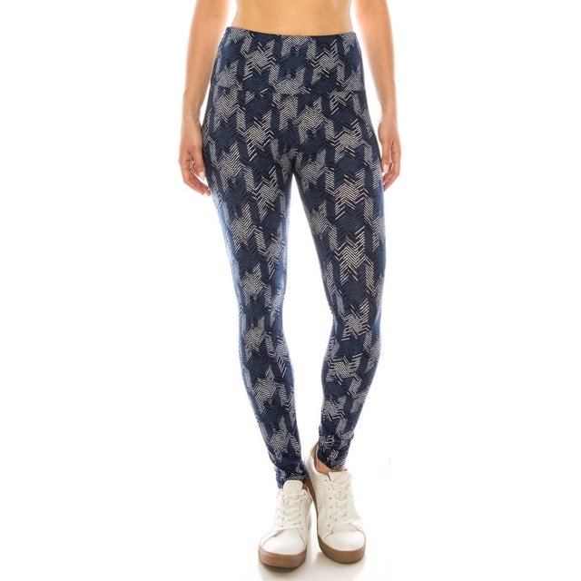 Long Yoga Style Banded Lined Multi Printed Knit Legging With High Waist - Multi