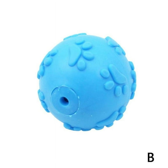 Pet Dog Aggressive Chew Toys Indestructible Rubber Ball Squeaky Sound L6T7