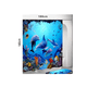 thumbnail image 2 of Cortina De Baño, Impermeable, Con Diseño De Ballenas 1.8x1.8 Azul Delfines, 2 of 3