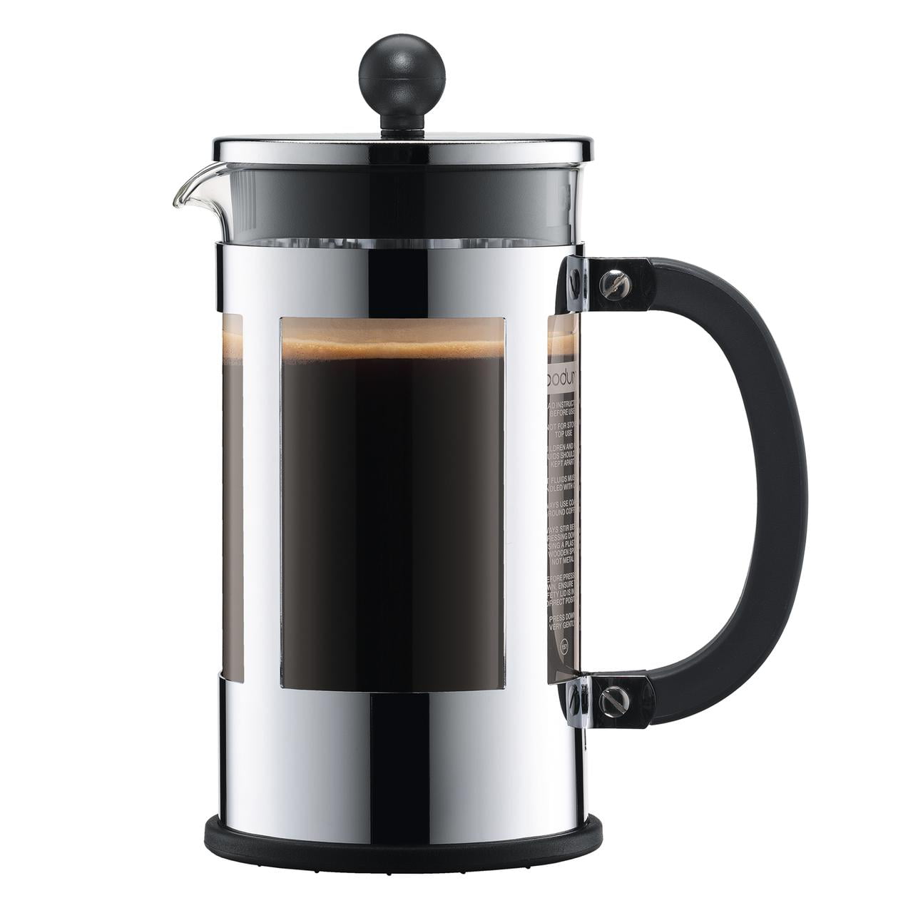 Bodum French Press Coffee Maker #157 Stainless Steel / Black 4 Cup 32 oz