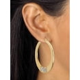 thumbnail image 4 of PalmBeach Jewelry Round Crystal Square Cluster 2-Pair Hoop Earrings Set in Goldtone and Silvertone (1 3/4"), 4 of 6