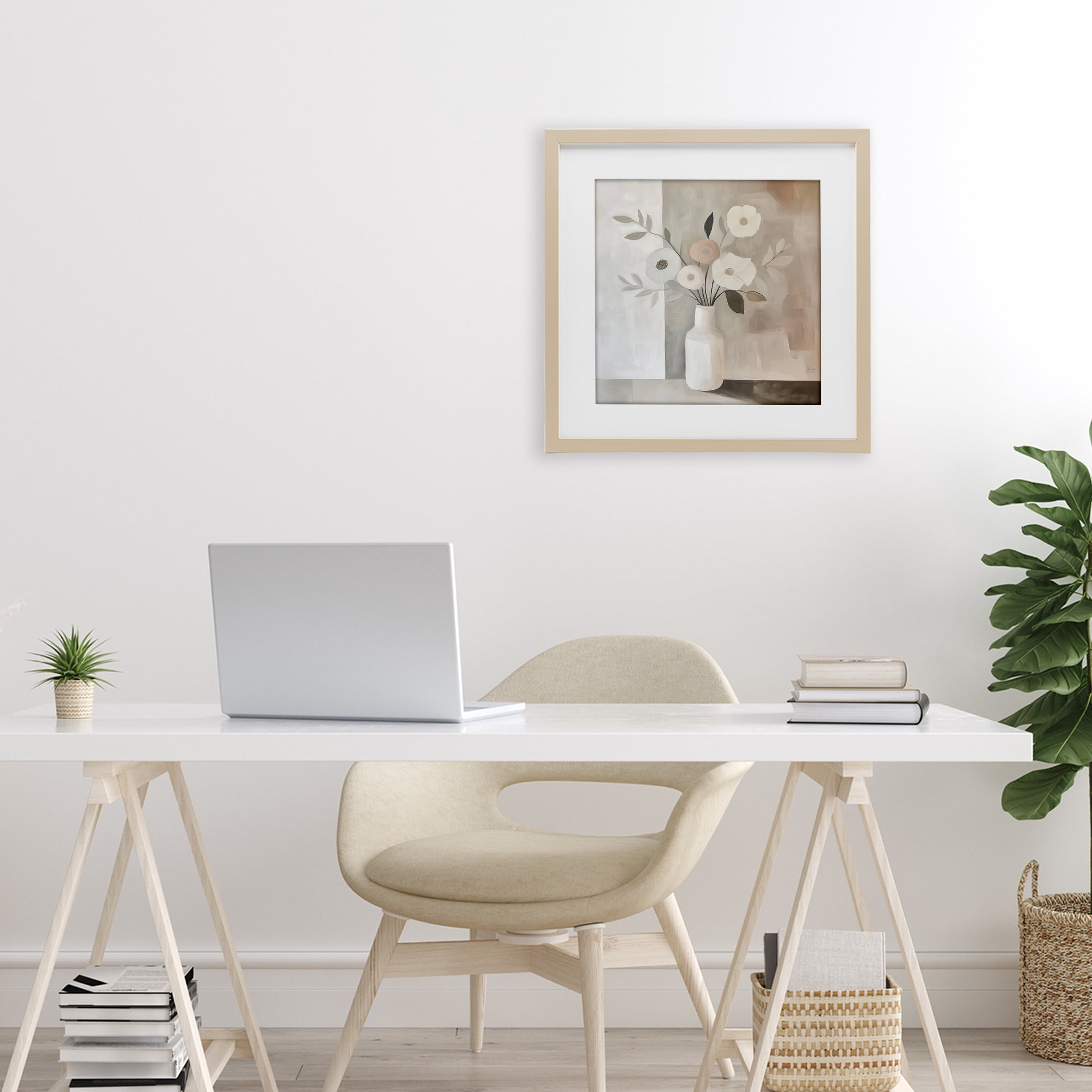 Stupell Industries Minimalist Muted Flower Vase Birch Framed Print Under Glass, design by Heidi Kuntz