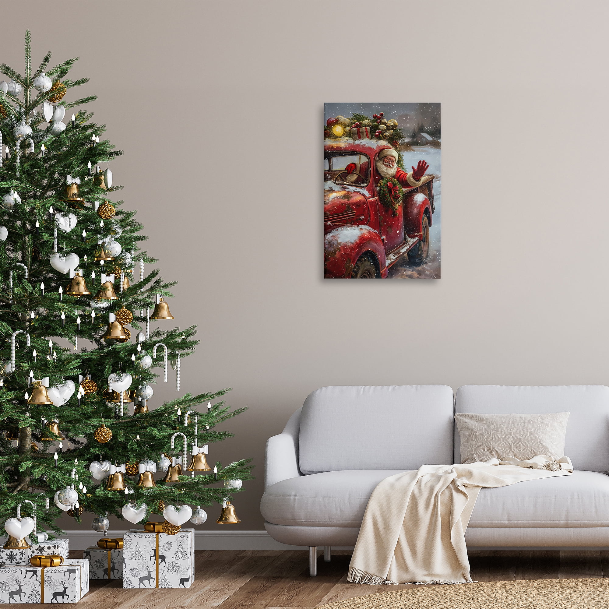 Stupell Industries Santa Waving Hello Holiday Painting Gallery Wrapped Canvas Art Prints Wall Art, 20 x 30