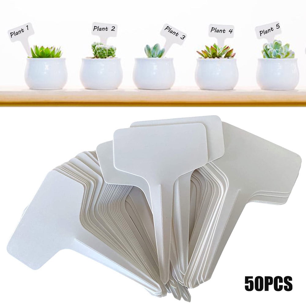 50pcs 6 x10cm Plastic Plant T-type Tags Markers Nursery Garden Labels Gray New 