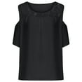 thumbnail image 4 of NECHOLOGY Women Solid Plus Size Tops Off The Shoulder Lace Stitching Short Sleeve Top T-Shirt Womens Clothes Sky Black 3X-Large, 4 of 5