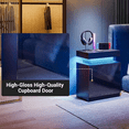 thumbnail image 3 of Nightstand Set of 2, LED Nightstand with One Cabinet, Bedside Table with LED Lights, Modern End Side Table for Bedroom, Black, 3 of 3