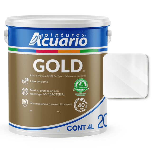 Pintura Premium Pinturas Acuario 100% Acrílica 4 Litros Blanco Satinado