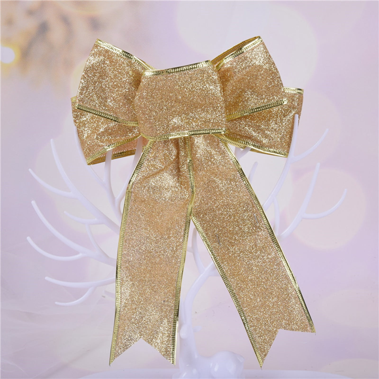 SDJMa Silver Ribbon Wired Glitter Wired Ribbon Copper Christmas