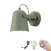 Kiven Battery Operated Wall Sconces 1-Light,Modern Wall Lights with Rechargeable Bulb,Dimmable Wall Lighting Fixtures for Painting Bedside Vanity Desk, Green Finish