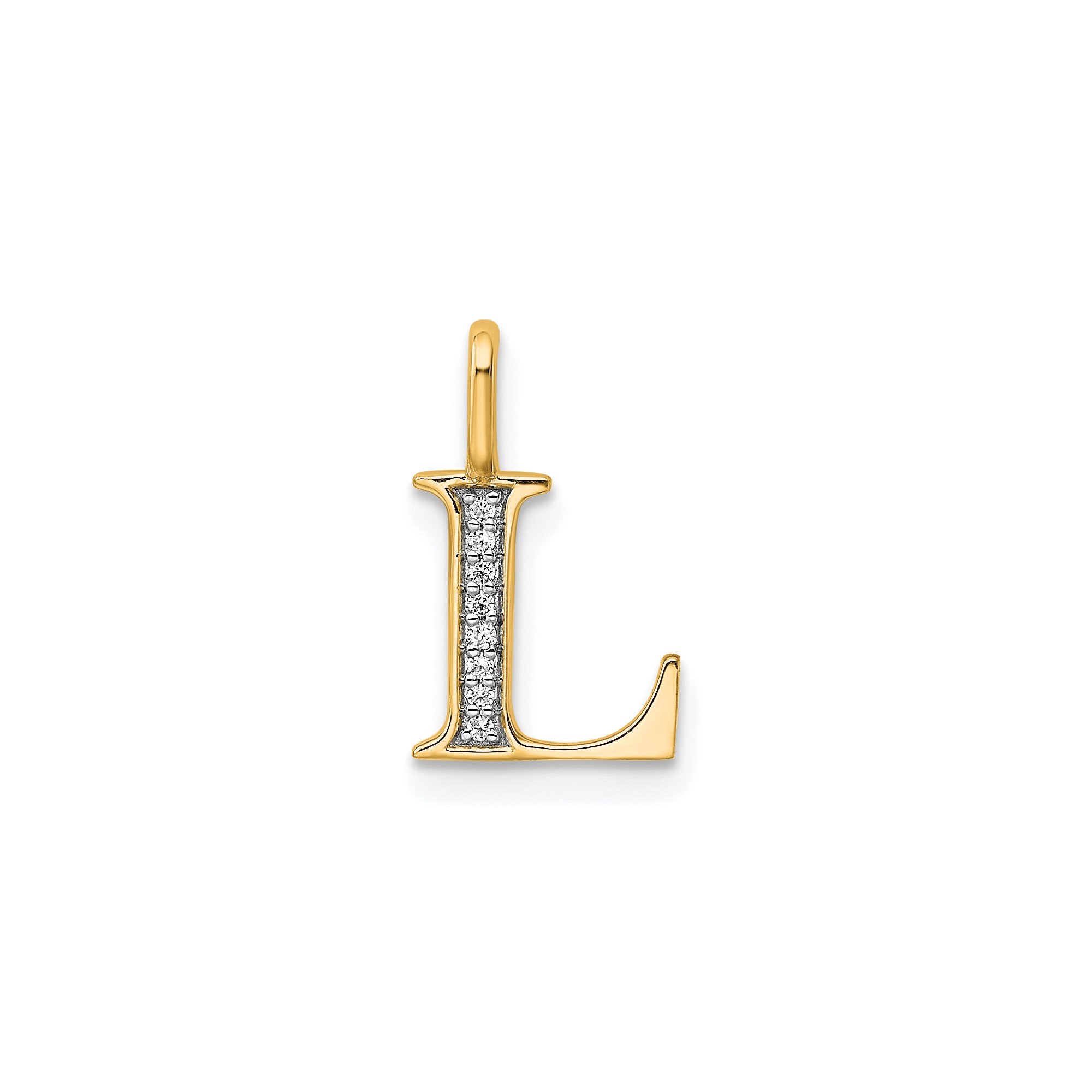 14k Yellow Gold Initial L Pendant with White Gemstones, Personalized Alphabet Charm Necklace for Women, Dainty Monogram Jewelry, Custom Letter Identity Accessory