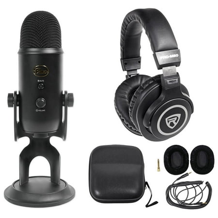 Yeti Blackout Studio Podcasting Podcast Recording Microphone+Monitor Headphones