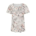 thumbnail image 6 of Bcresic 2026 Summer Women Floral Print Tunic Tops Front Pleated Shirts Round Neck Pullover Shirt Short Sleeve Blouse Trendy Spring Outfits,A05-Multicolor,XX-Large, 6 of 6