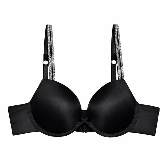 Brasier Vicky Form para Dama con Push Up Incluye Tirantes Plata y Detalle de Tiras Cruzadas en Trapecio, Color Negro T 32B