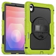 thumbnail image 2 of Case for Samsung Galaxy Tab S11 2025 with Screen Protector, 360 Degree Rotating Kickstand Hand Strap Heavy Duty Shockproof Cover with Shoulder Strap, Lime, 2 of 7