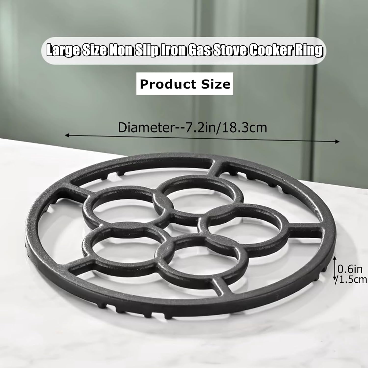 ABCISI Cast Iron Wok Support Ring Stovetop Stand, Non Slip Gas Ring Reducer for Moka Pot Coffee Pot Small Saucepan, Reducer Ring Holder Trivets for Gas Stove Camping Stove