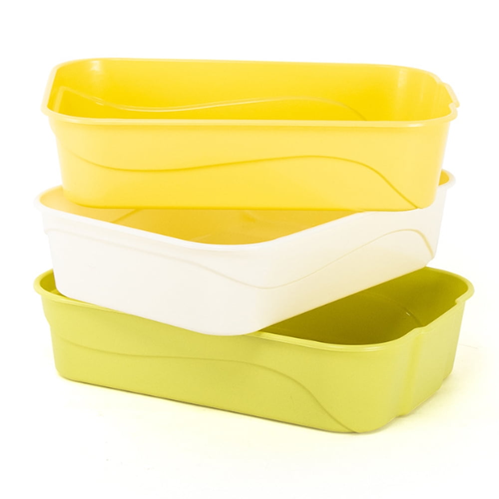 GreenJoy Kitty Litter Box Starter Kit - Without Lid Cat Litter Pan, Mat, Scoop and Bowl for Kitten