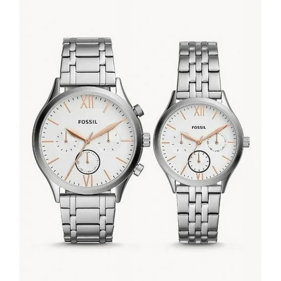 Fossil BQ2468Set His and Her Fenmore Midsize Multifunction Stainless Steel Watch Gift Set