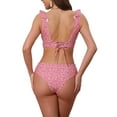 thumbnail image 3 of INSPIRAR CHIC Bikini de Mujer con Volantes, Escote en V, Tirantes Anchos, Estampado de Leopardo, 2 Piezas, Top Ajustable, Parte Inferior Triangular, Talla X-Large, Leopardo Rosa, 3 of 5