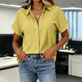 thumbnail image 2 of Enjoytime Button Down Shirts for Women Collared Short Sleeve Work Shirts Solid Color Dressy Business Casual Tops, 2 of 6