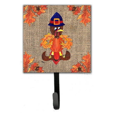 Caroline's Treasures Thanksgiving Turkey Pilgrim Fleur De Lis Leash Holder and Wall Hook