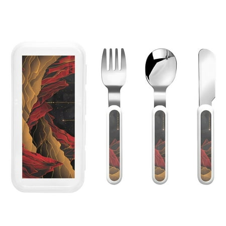 

Qokaie Lunar Mountains Golden Rivers for Stainless Steel Kids Silverware Set - Children’s Utensil Set - Children s Knife Fork And Spoon Set