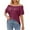 Wine, variant on yillto Womens off Shoulder Top Ruffle Sleeve Fashion Blouse Casual Summer Going out Loose Tunics Tee