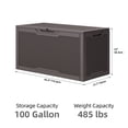 thumbnail image 3 of Uforic 100 Gallon Large Resin Deck Box, Waterproof Lockable Outdoor Storage Container for Patio Garden, Dark Brown, 3 of 7